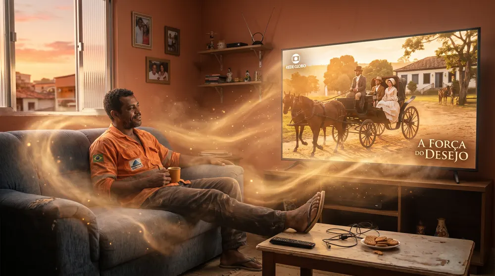 Homem relaxando no sofá com café assistindo TV durante o dia