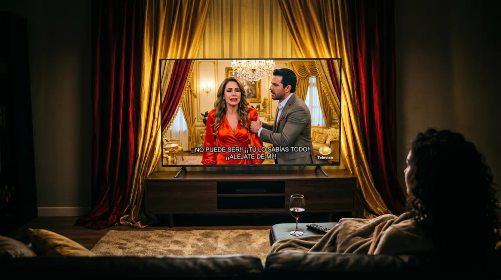 Mulher assistindo novela com imagem nítida na TV