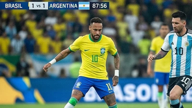 Transmissão nítida de um jogo de futebol com placar ao vivo